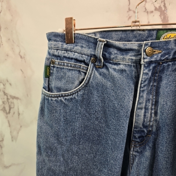 Cabelas Jean Women 8 28 X 29 Flannel Lined Plaid Green High Rise Medium Denim - Picture 2 of 13